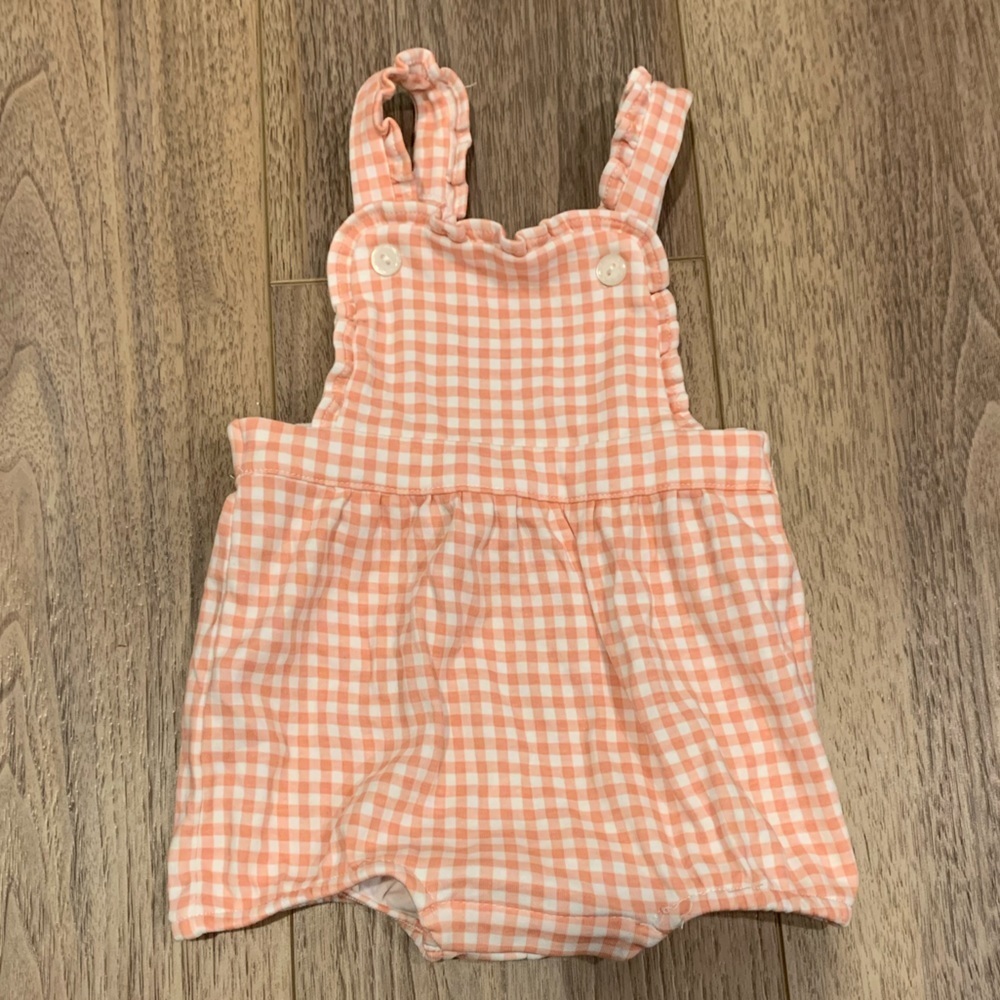 Ralph Lauren Checkered Ruffle Overalls Romper